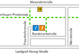 Detailkarte Darmstadt Fraunhoferstra&szlig;e