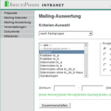 [Infectopharm Intranet Screenshot]