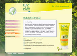 Love your Planet Body Lotion Orange (Popup Inhaltsstoffe)